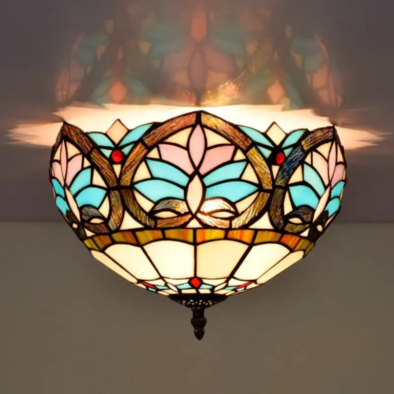 12inch Stained Glass Beige Heart Tiffany Style Ceiling Light Fixtures - CTL