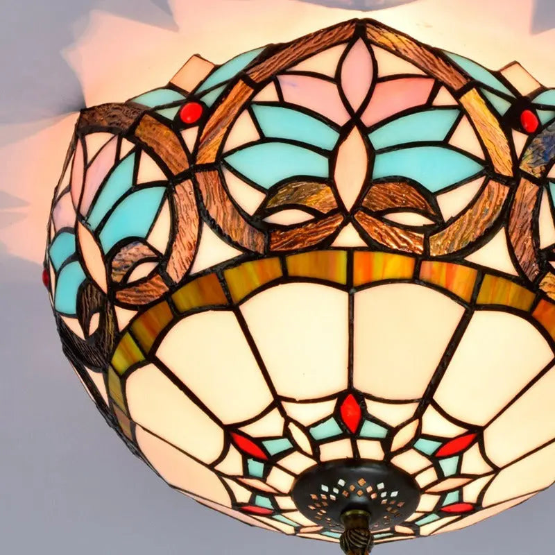 12inch Stained Glass Beige Heart Tiffany Style Ceiling Light Fixtures - CTL