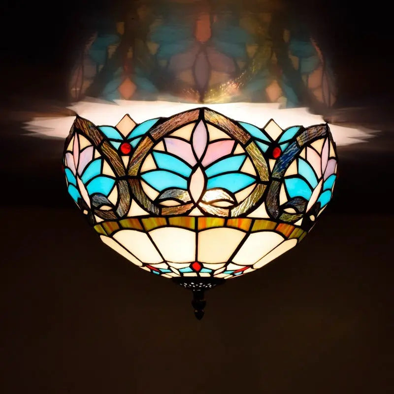 12inch Stained Glass Beige Heart Tiffany Style Ceiling Light Fixtures - CTL