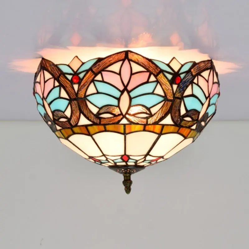 12inch Stained Glass Beige Heart Tiffany Style Ceiling Light Fixtures - CTL