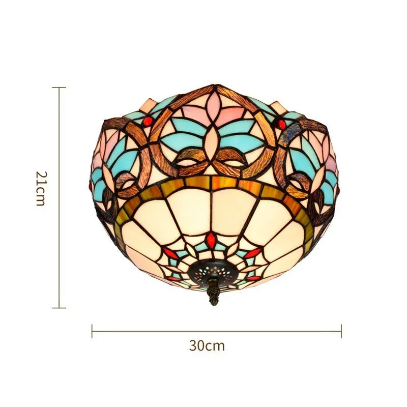12inch Stained Glass Beige Heart Tiffany Style Ceiling Light Fixtures - CTL
