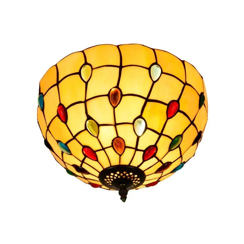 12inch Handmade Stained Glass Beads Tiffany Style Ceiling Light Fixtures - CTL