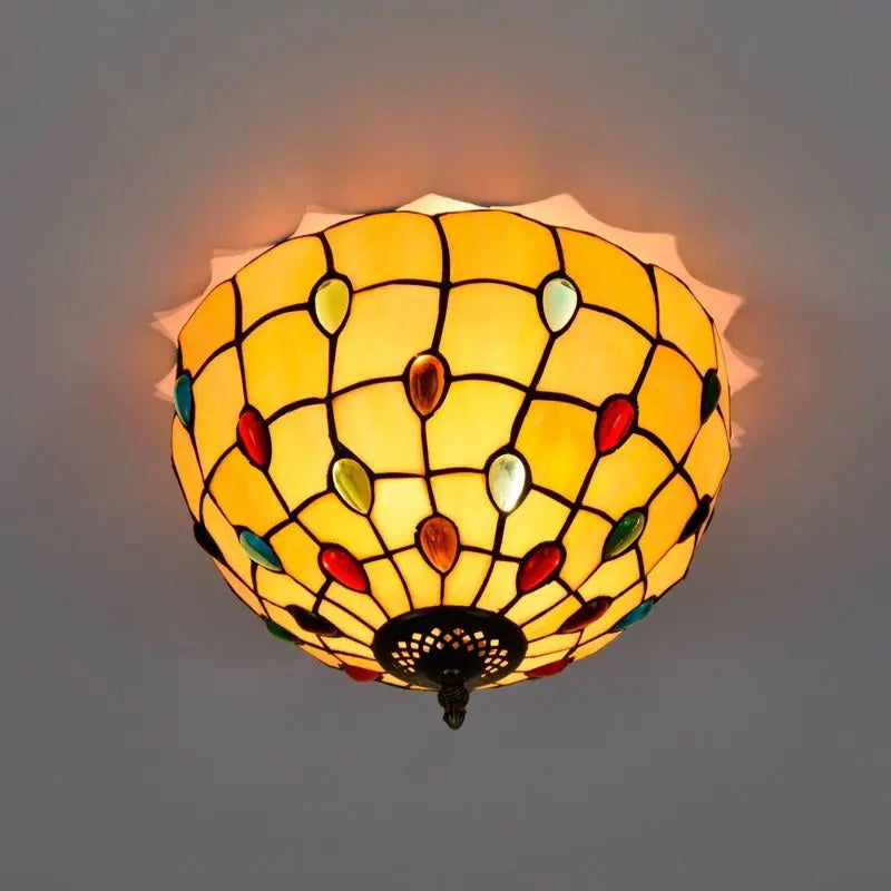 12inch Handmade Stained Glass Beads Tiffany Style Ceiling Light Fixtures - CTL