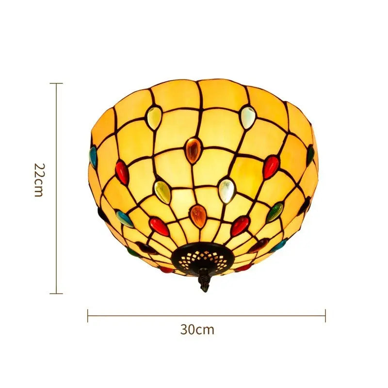12inch Handmade Stained Glass Beads Tiffany Style Ceiling Light Fixtures - CTL