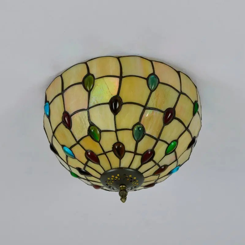 12inch Handmade Stained Glass Beads Tiffany Style Ceiling Light Fixtures - CTL