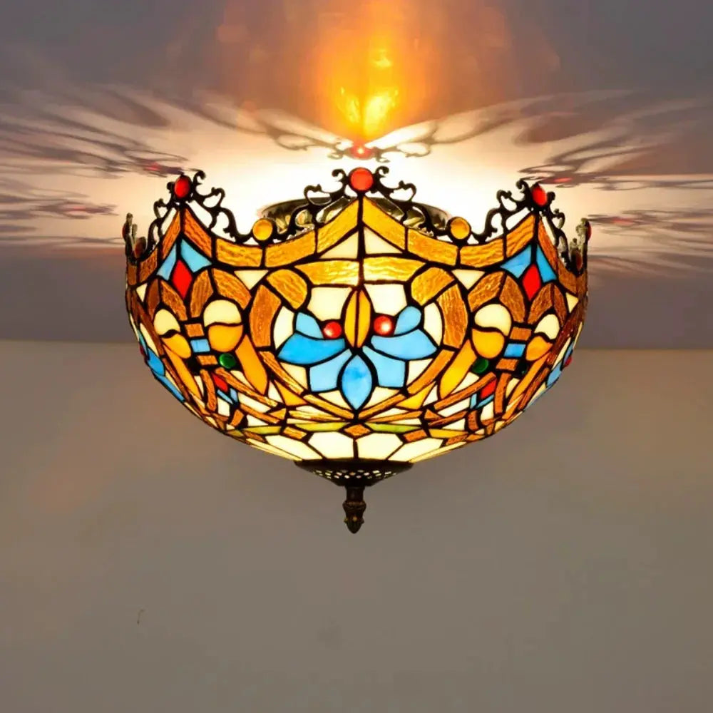 12inch Handmade Flower Shaped Tiffany Style Ceiling Light Fixtures - CTL