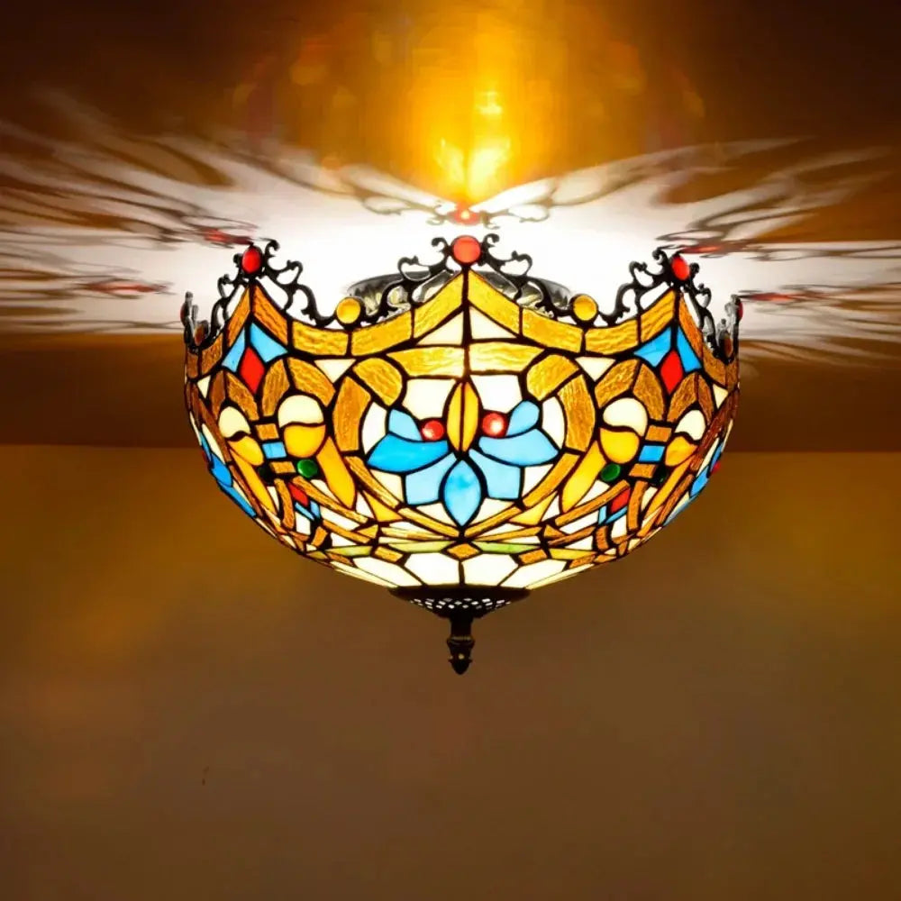 12inch Handmade Flower Shaped Tiffany Style Ceiling Light Fixtures - CTL