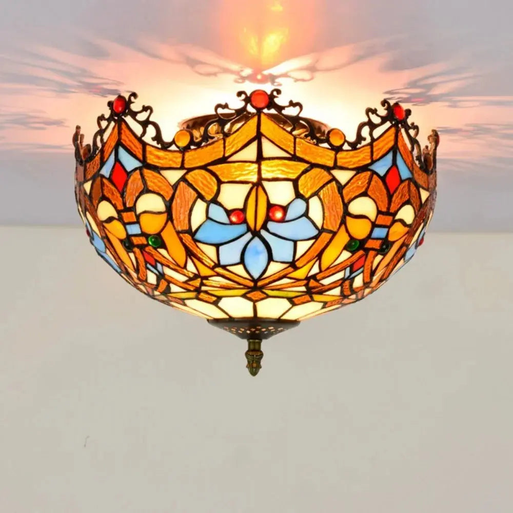 12inch Handmade Flower Shaped Tiffany Style Ceiling Light Fixtures - CTL