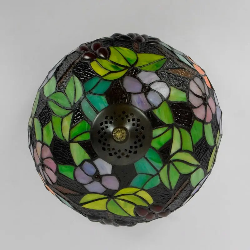 12inch Handmade Stained Glass Grape Flower Lampshade Tiffany Lights Ceiling Lamp - CTL