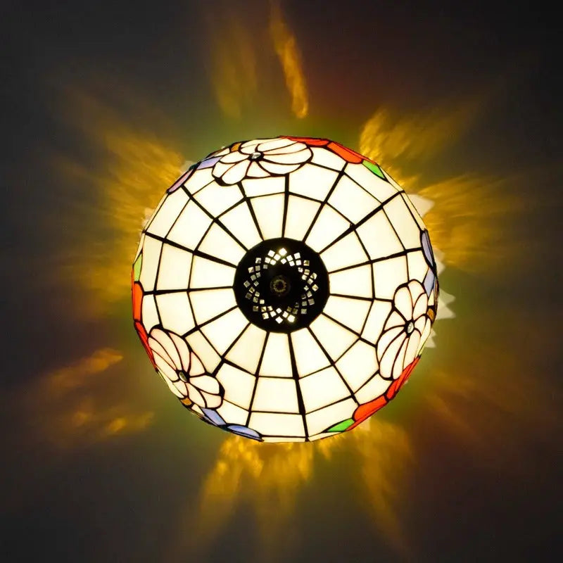 12inch Stained Glass Morning Glory Tiffany Style Ceiling Light Fixtures - CTL