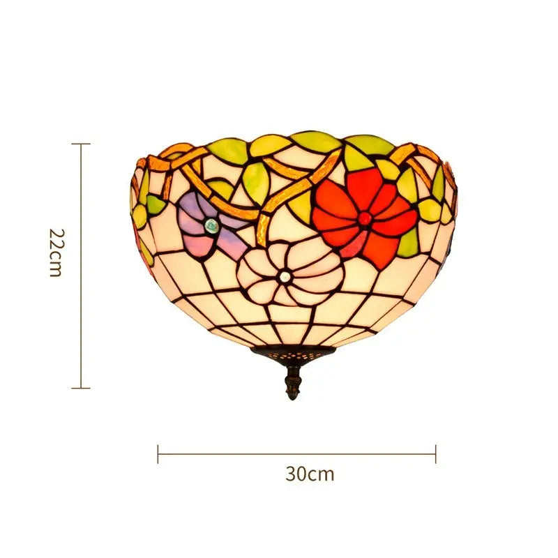 12inch Stained Glass Morning Glory Tiffany Style Ceiling Light Fixtures - CTL
