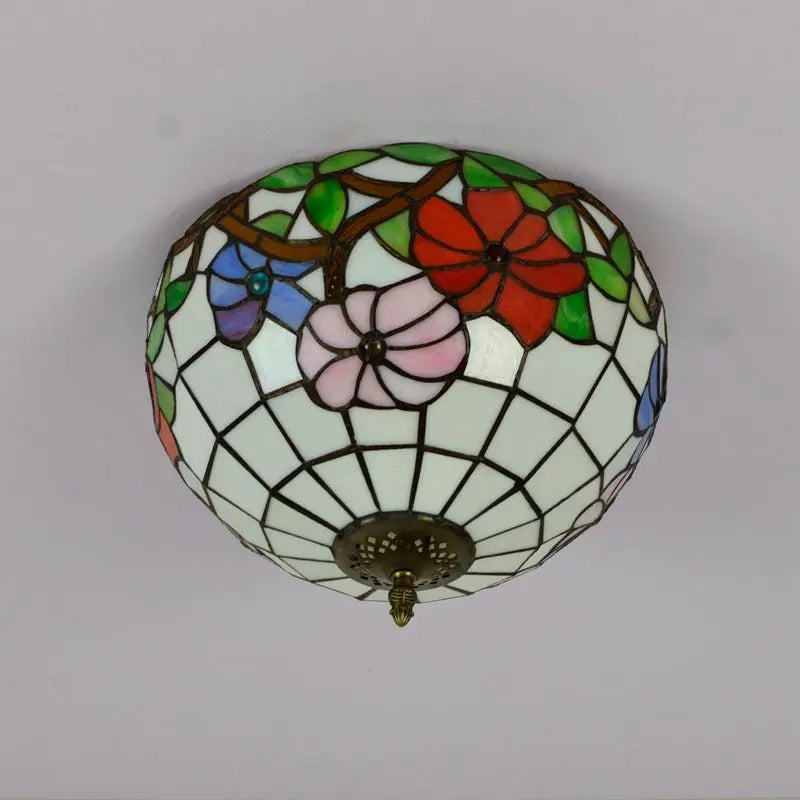 12inch Stained Glass Morning Glory Tiffany Style Ceiling Light Fixtures - CTL