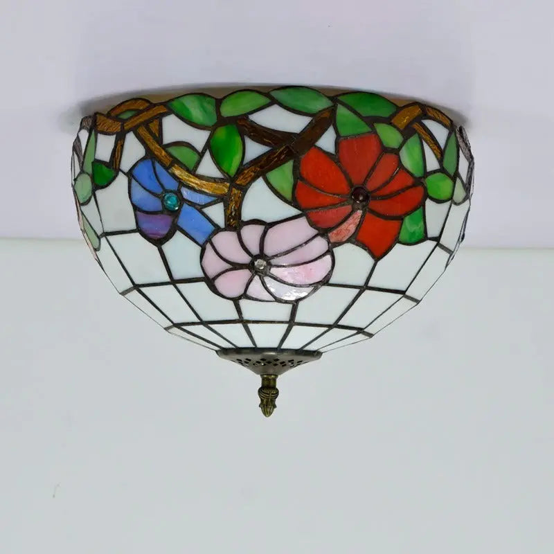 12inch Stained Glass Morning Glory Tiffany Style Ceiling Light Fixtures - CTL