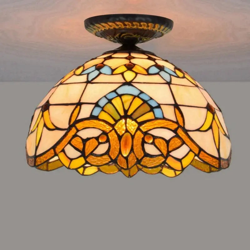12inch Stained Glass Baroque Handmade Tiffany Lights Ceiling Lamp - CTL