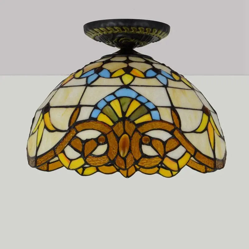 12inch Stained Glass Baroque Handmade Tiffany Lights Ceiling Lamp - CTL