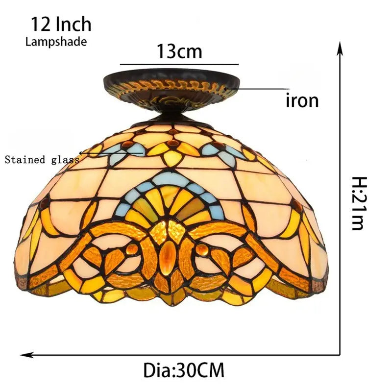 12inch Stained Glass Baroque Handmade Tiffany Lights Ceiling Lamp - CTL