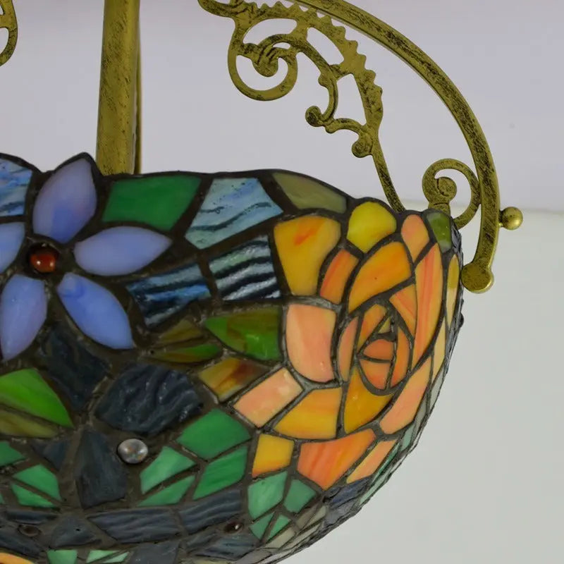 12inch Handmade Stained Glass Rose Lampshade Tiffany Lights Ceiling Lamp - CTL