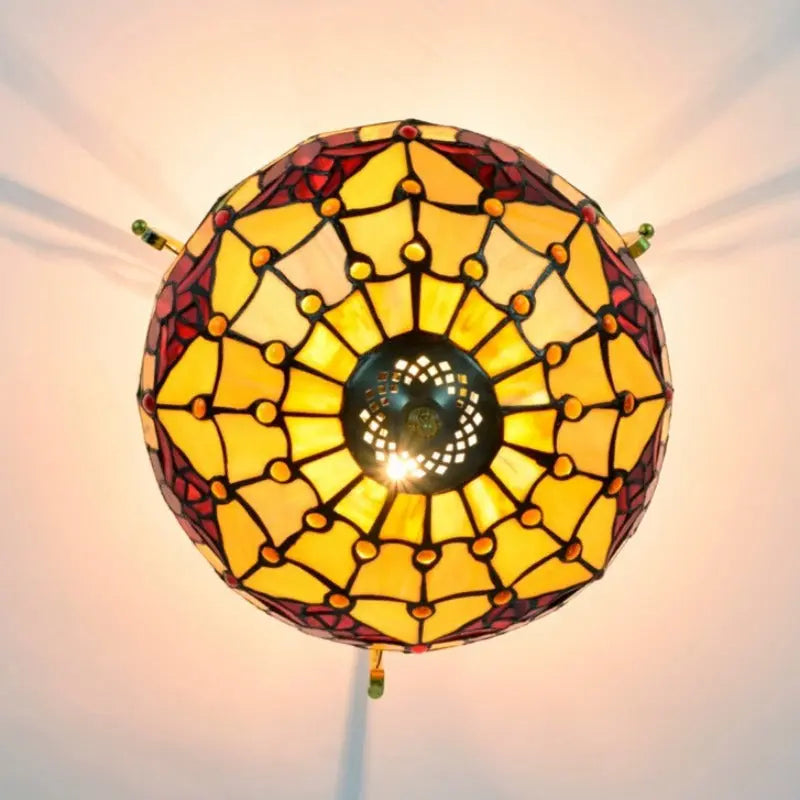 12inch Handmade Stained Glass Tulip Tiffany Lights Ceiling Lamp - CTL