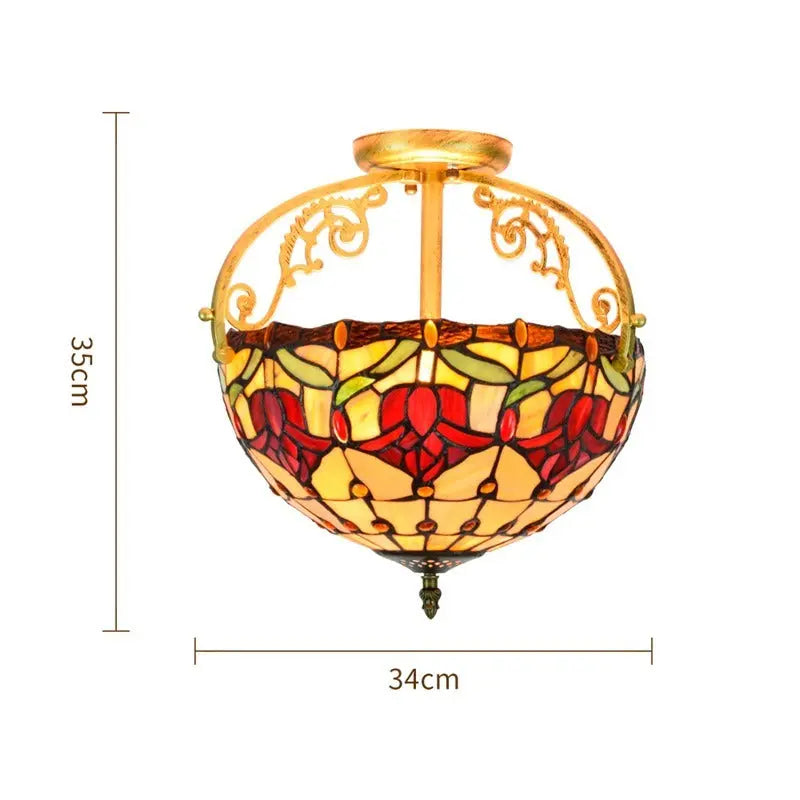 12inch Handmade Stained Glass Tulip Tiffany Lights Ceiling Lamp - CTL