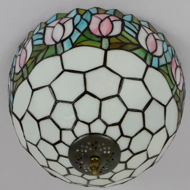 12inch Handmade Stained Glass Tulip Tiffany Style Ceiling Light Fixtures - CTL