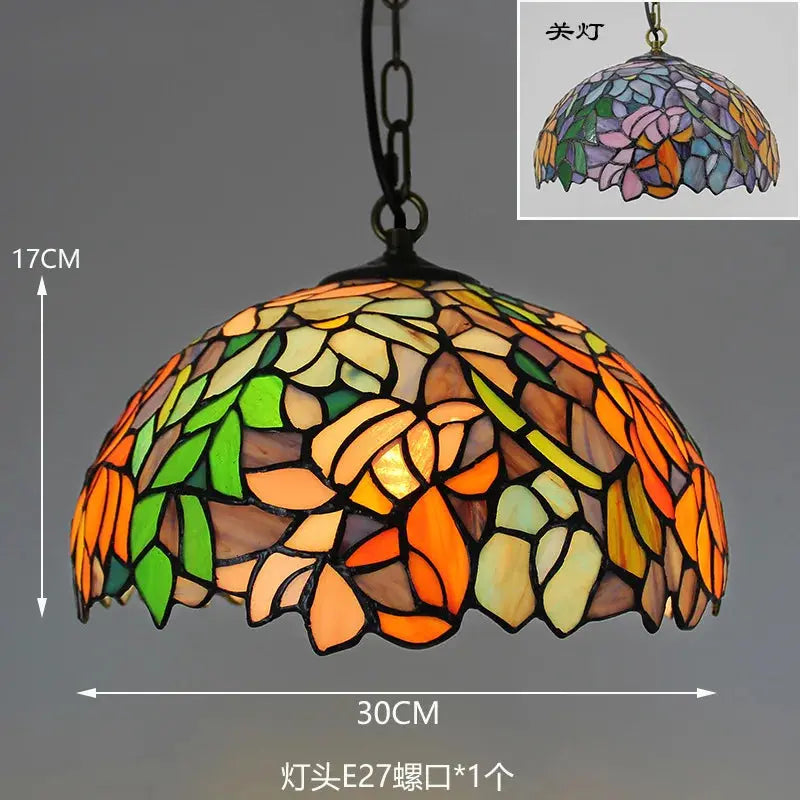 12inch Retro Stained Glass Chandelier Wisteria Tiffany Style Lamp Pendant Light - CTL