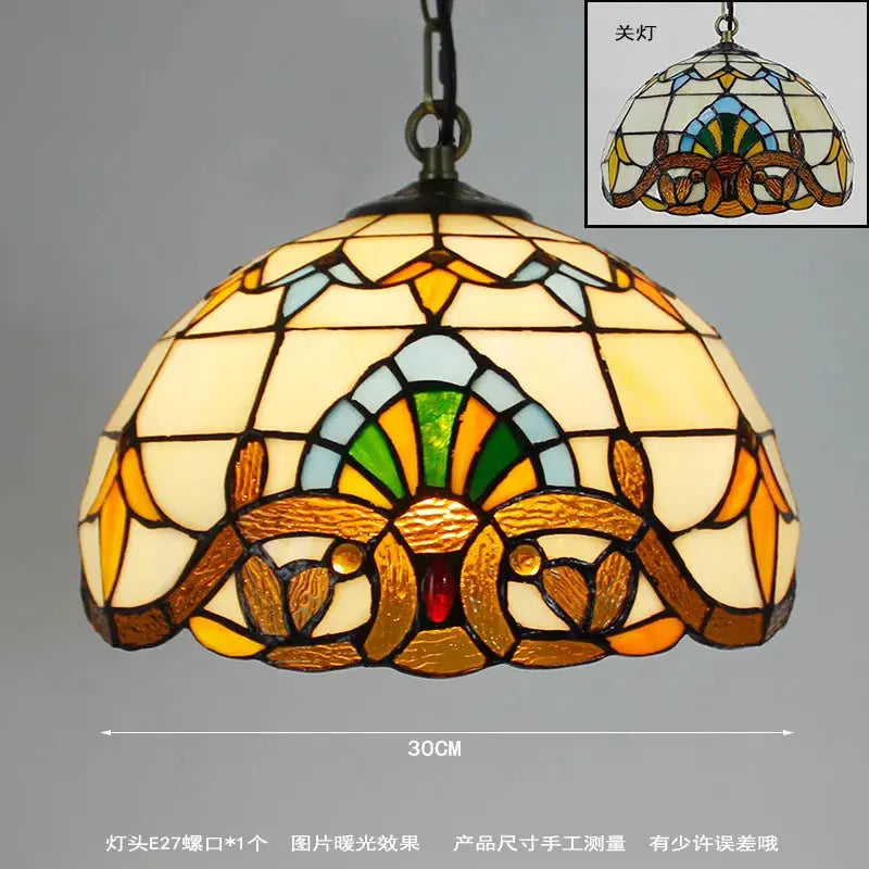 12inch Retro Stained Glass Chandelier Wisteria Tiffany Style Lamp Pendant Light - CTL