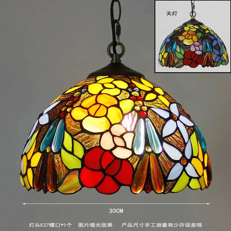 12inch Retro Stained Glass Chandelier Wisteria Tiffany Style Lamp Pendant Light - CTL