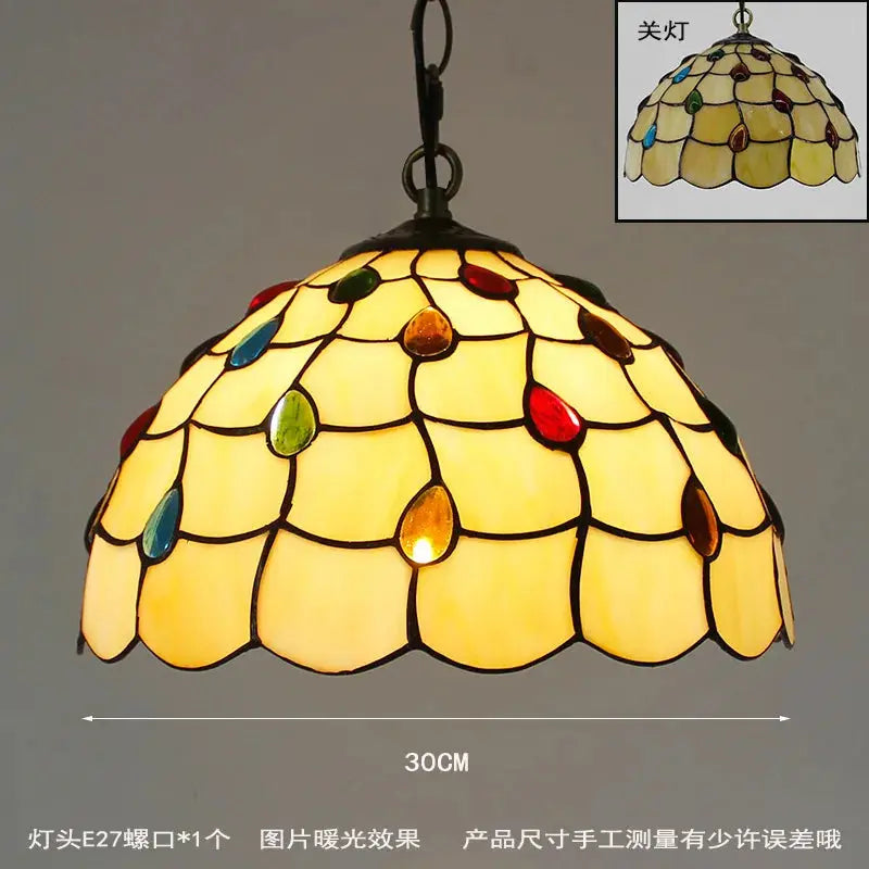 12inch Retro Stained Glass Chandelier Wisteria Tiffany Style Lamp Pendant Light - CTL