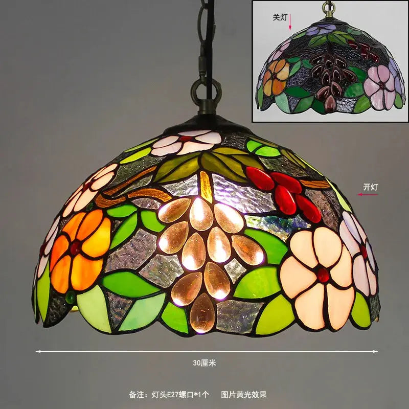 12inch Retro Stained Glass Chandelier Wisteria Tiffany Style Lamp Pendant Light - CTL