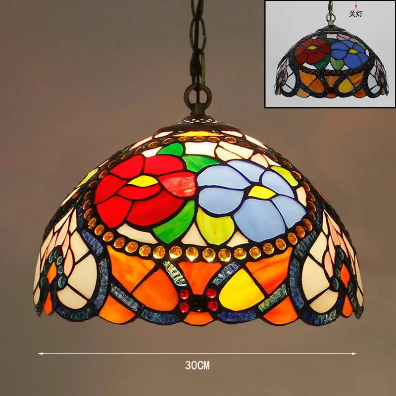 12inch Retro Stained Glass Chandelier Wisteria Tiffany Style Lamp Pendant Light - CTL
