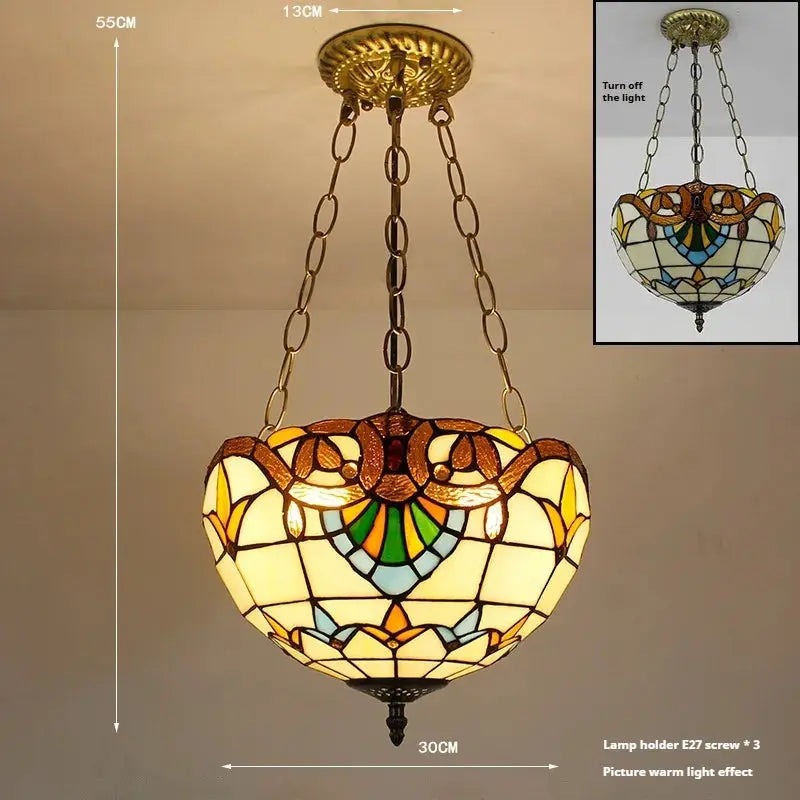 12inch 30cm Retro Stained Glass Baroque Lampshade Anti-chandelier Tiffany Pendant Light - CTL