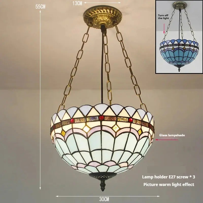 12inch 30cm Retro Stained Glass Sea Air Anti-chandelier Tiffany Pendant Light - CTL