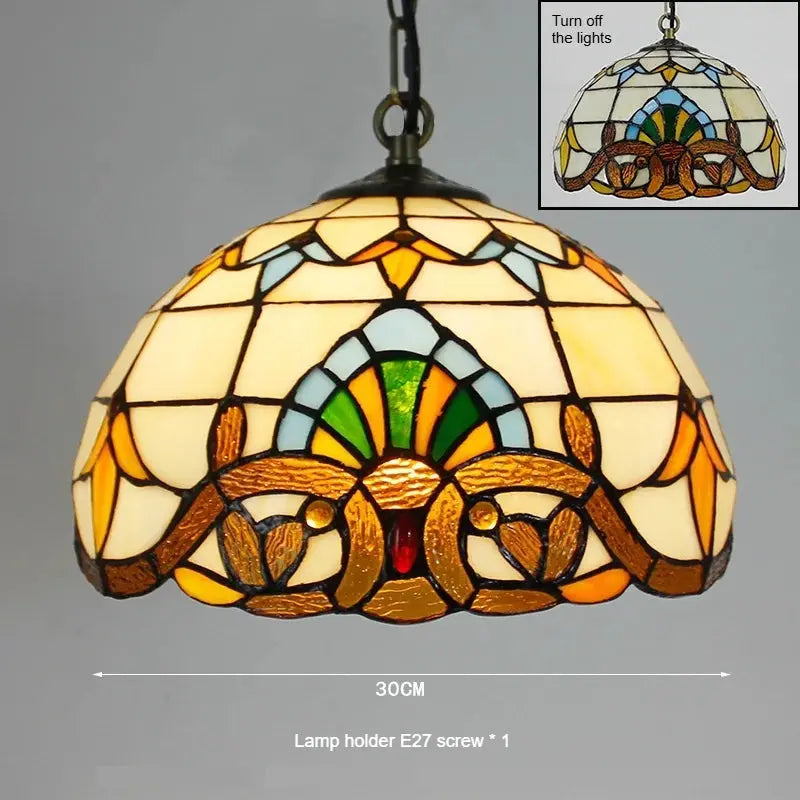 12inch 30cm Stained Glass Baroque Art Lampshade Tiffany Pendant Light - CTL