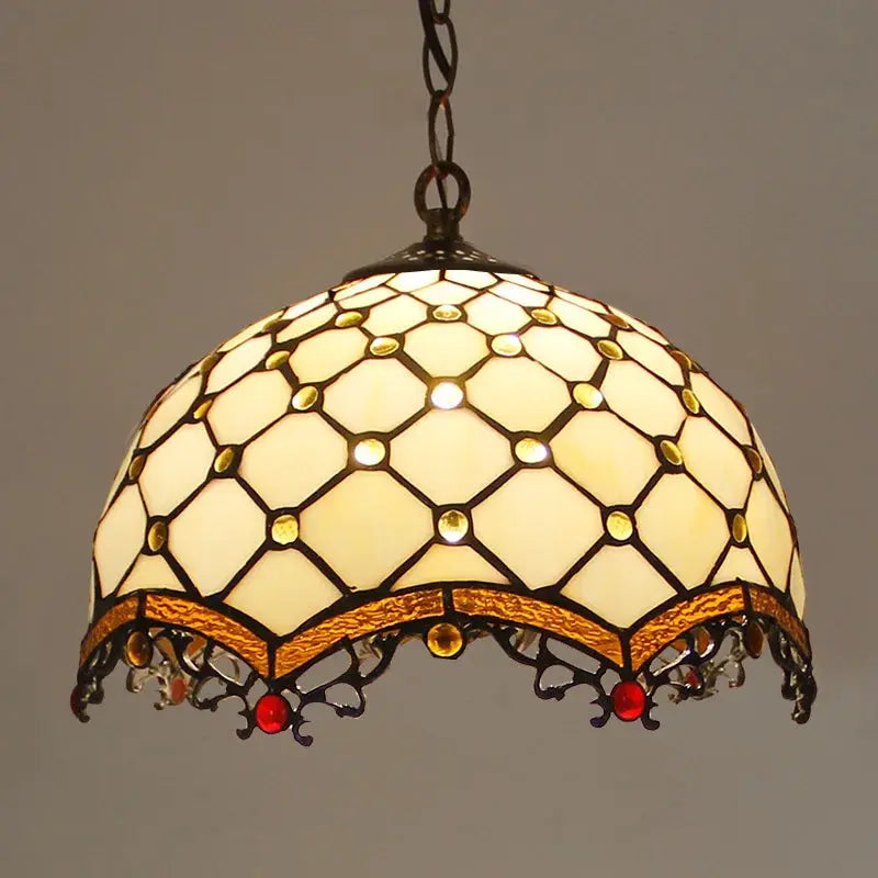 12inch Antique Stained Glass Dragon Tail Lampshade Tiffany Glass Pendant Lights - CTL