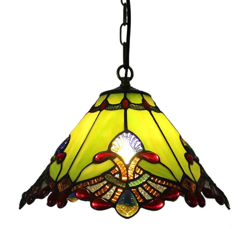 12inch 30cm Stained Glass Green Lampshade Vintage Tiffany Pendant Light - CTL
