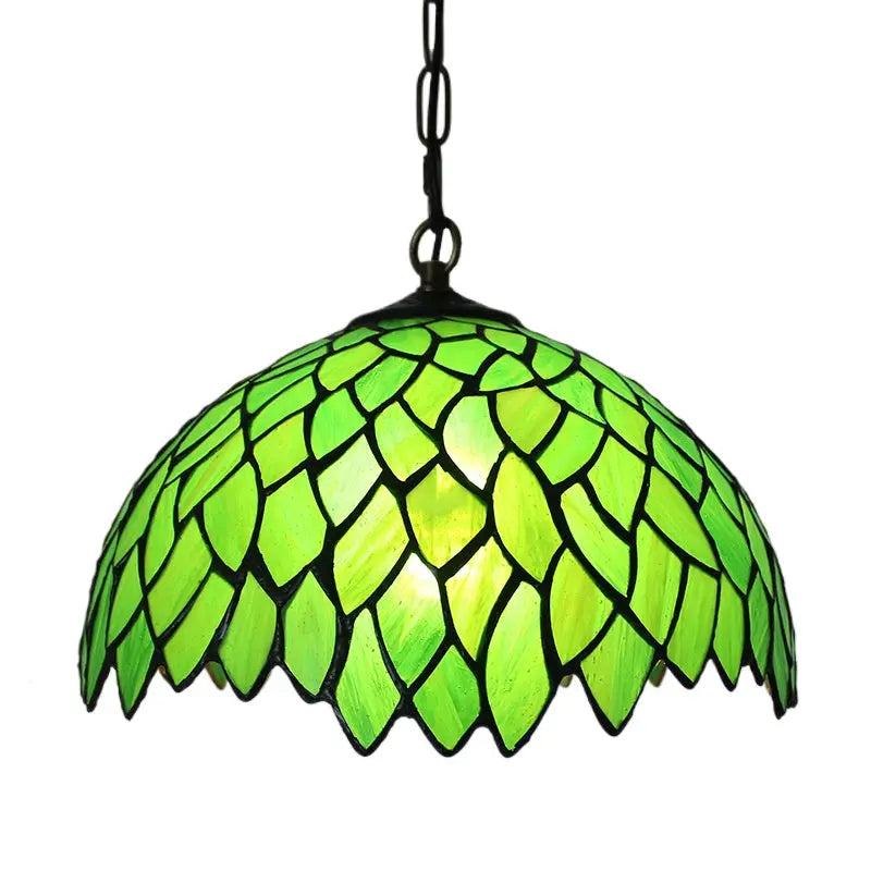12inch 30cm Stained Glass Green Lampshade Vintage Tiffany Pendant Light - CTL
