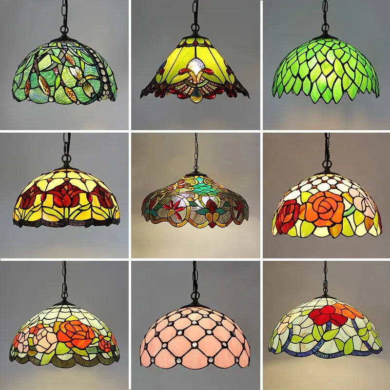 12inch 30cm Stained Glass Green Lampshade Vintage Tiffany Pendant Light - CTL