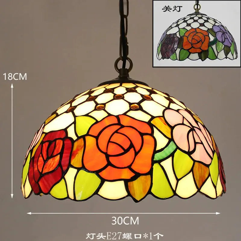 12inch 30cm Stained Glass Green Lampshade Vintage Tiffany Pendant Light - CTL