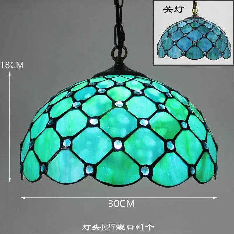 12inch 30cm Stained Glass Green Lampshade Vintage Tiffany Pendant Light - CTL