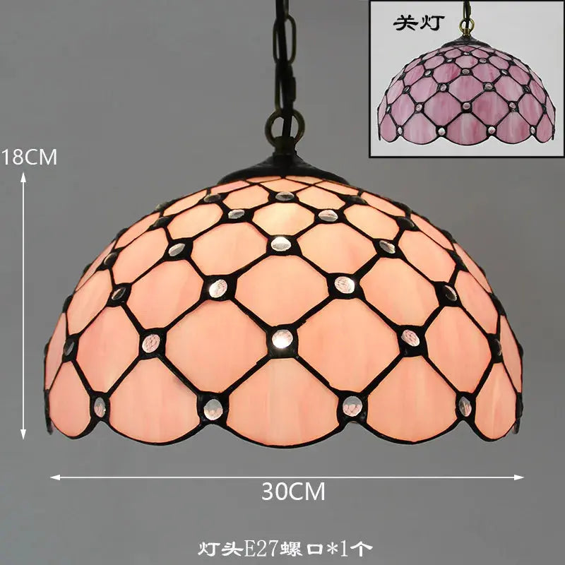 12inch 30cm Stained Glass Green Lampshade Vintage Tiffany Pendant Light - CTL
