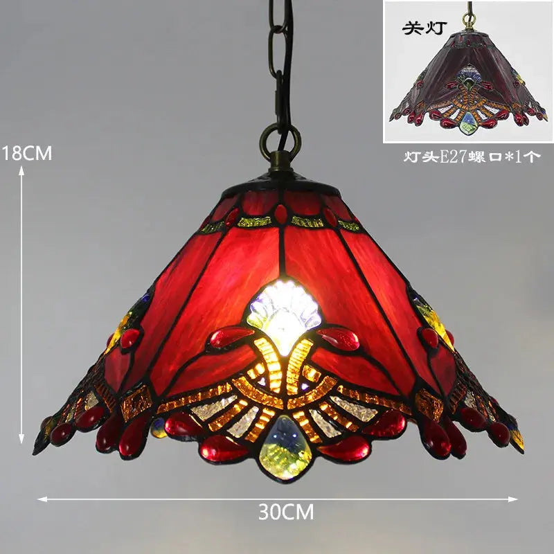 12inch 30cm Stained Glass Green Lampshade Vintage Tiffany Pendant Light - CTL
