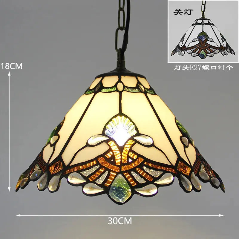 12inch 30cm Stained Glass Green Lampshade Vintage Tiffany Pendant Light - CTL