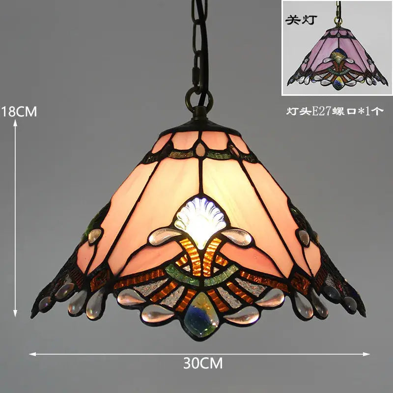 12inch 30cm Stained Glass Green Lampshade Vintage Tiffany Pendant Light - CTL