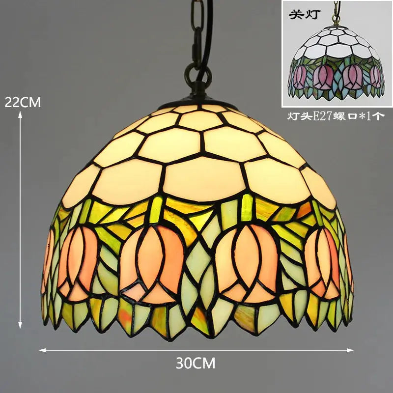 12inch 30cm Stained Glass Green Lampshade Vintage Tiffany Pendant Light - CTL