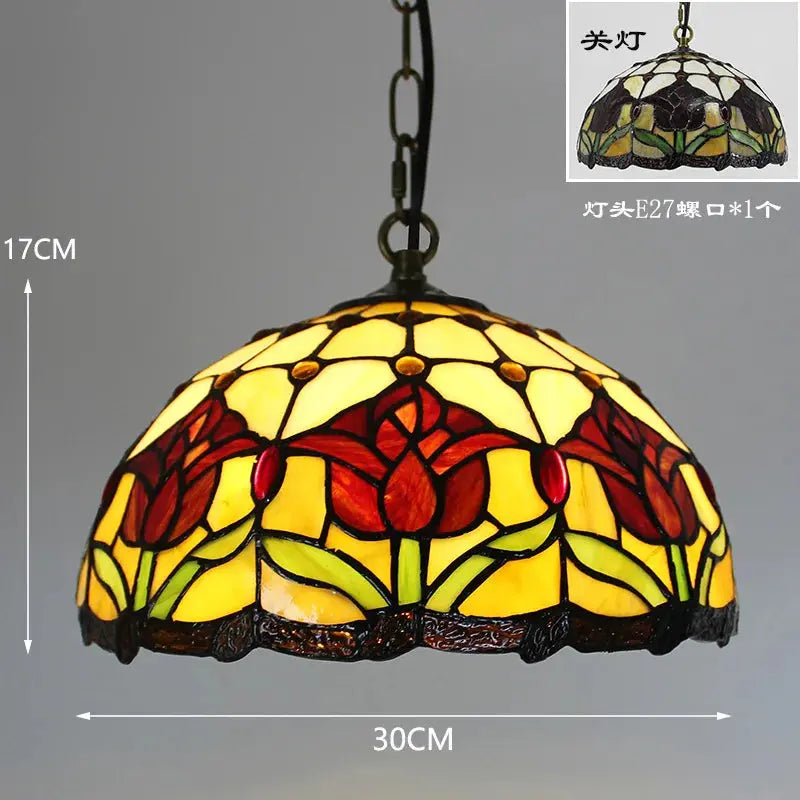 12inch 30cm Stained Glass Green Lampshade Vintage Tiffany Pendant Light - CTL