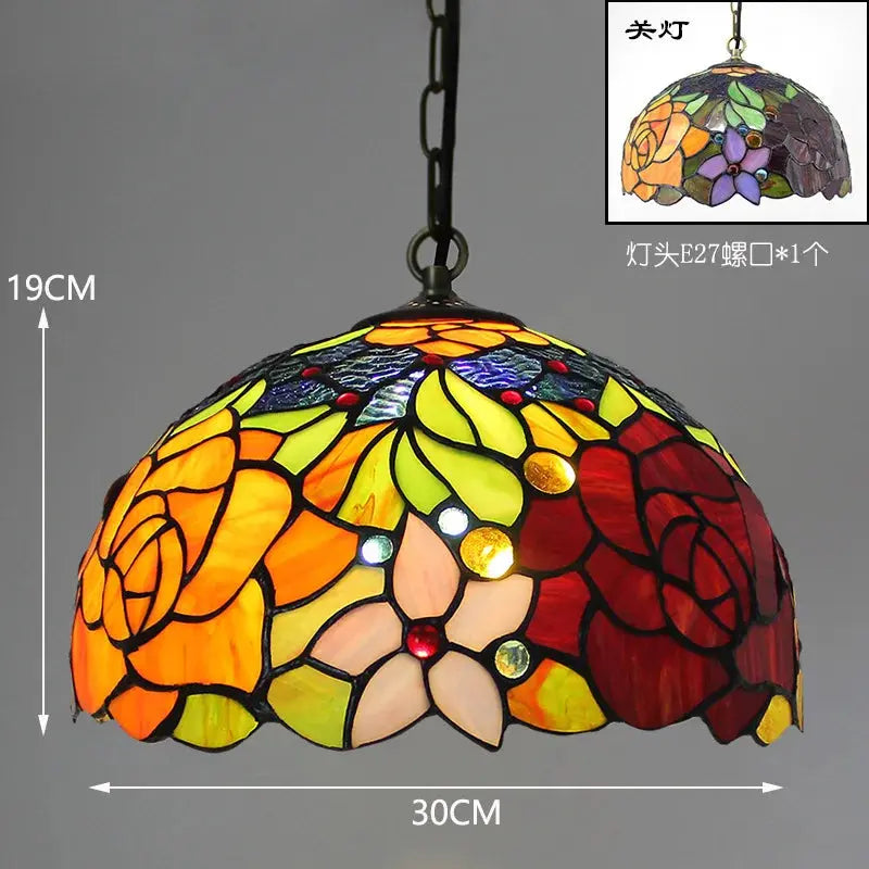 12inch 30cm Stained Glass Green Lampshade Vintage Tiffany Pendant Light - CTL