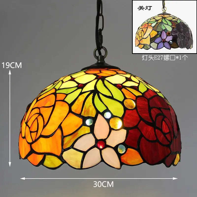 12inch 30cm Stained Glass Green Lampshade Vintage Tiffany Pendant Light - CTL