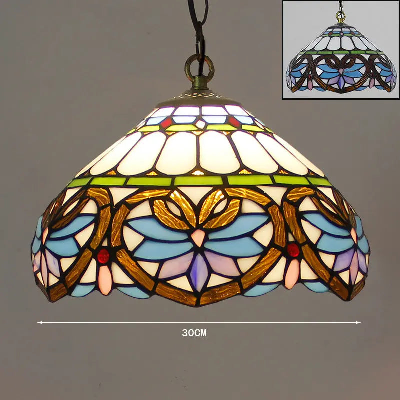 12inch 30cm Stained Glass Red Star Baroque Lampshade Tiffany Pendant Light - CTL