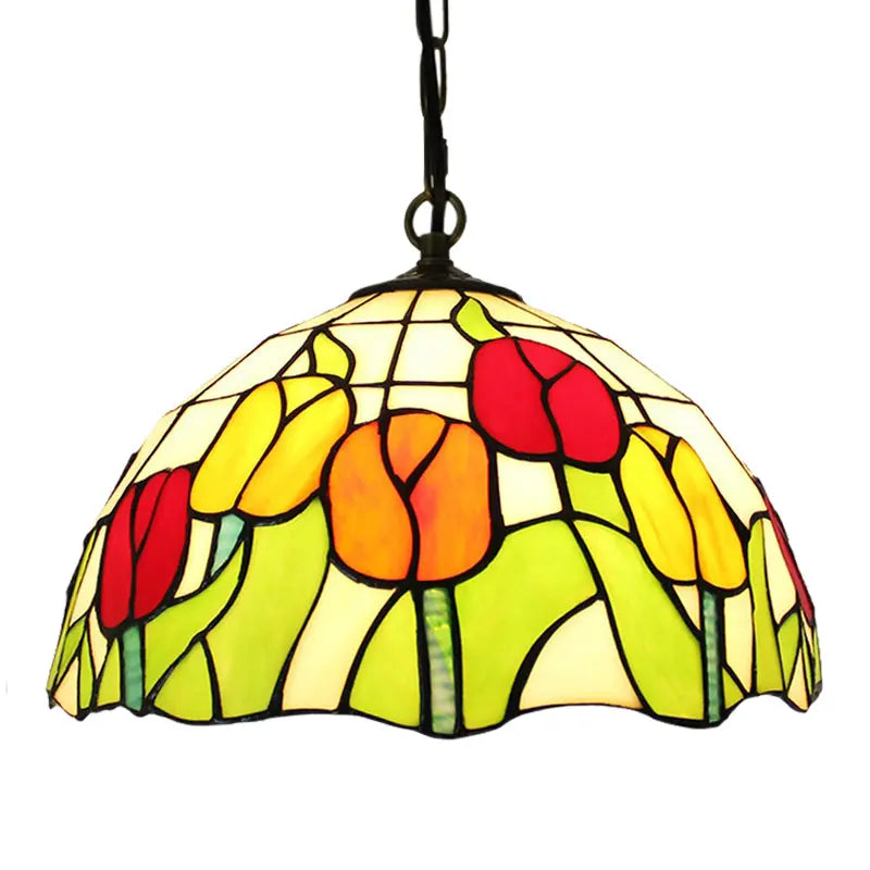 12inch 30cm Stained Glass Tulip Flower Lampshade Tiffany Pendant Light - CTL