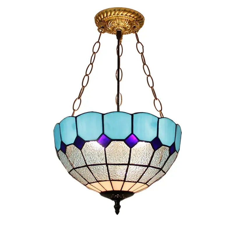 12inch 30cm Vintage Stained Glass Ocean Blue Anti-chandelier Tiffany Pendant Light - CTL